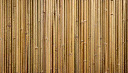 Bamboo wall background with vertical slats, natural texture in warm earthy tones, used for interior design or eco-themed visuals