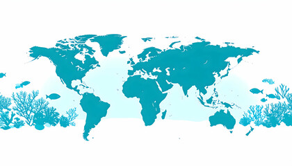 Teal Pixelated World Map Illustration