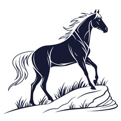 silhouette horse on white background 
