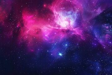 Detailed Picture of Nebula and Galaxies in Space, Colorful Cosmos Background