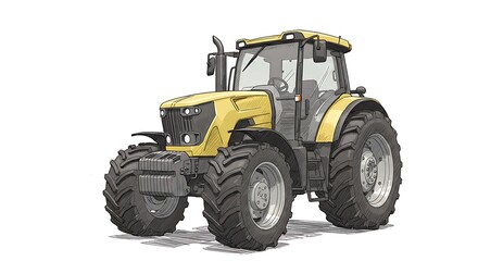 Obraz premium Yellow Farm Tractor Illustration on White Background