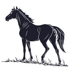 silhouette horse on white background 