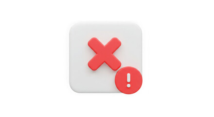Obraz premium 3D Render: Red Cross and Exclamation Mark Icon - Error Message Graphic