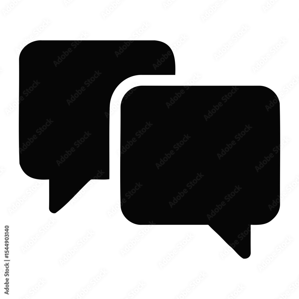Poster two black speech bubbles overlapping each other representing communication and conversation icon sty