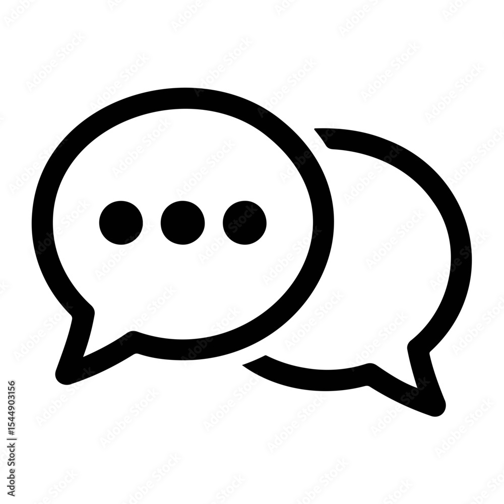 Fototapete two overlapping speech bubbles with three dots inside one of them indicating a message pending on tr
