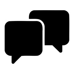 Fototapeta premium Two black speech bubbles overlapping each other suggesting a conversation or communication icon use on transparent background
