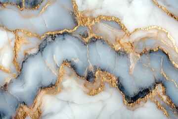 Abstract Marble Veins with Gold Accents on White Surface