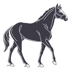 silhouette horse on white background 