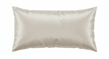 Satin pillowcase isolated on white, luxury soft bedding close-up, photorealistic fabric detail