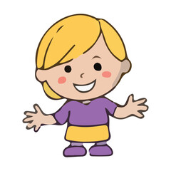 Cute cartoon boy smiling and playing