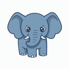 Naklejka premium A cartoon elephant with large ears a curled trunk and small tusks