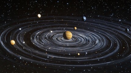 Fototapeta premium Planets in a swirling galaxy