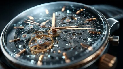 Intricate close-up of a luxury mechanical watch showcasing gears and craftsmanship