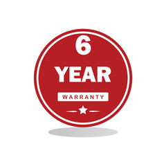 A bold red circular badge with white text displaying  ideal for product packaging, advertisements, and promotional materials to emphasize warranty coverage