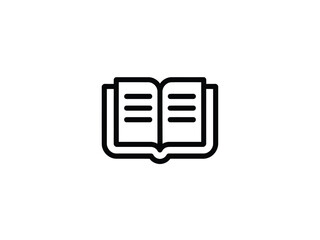 Fototapeta premium Open Book Icon Black Line Art Simple Design black and white