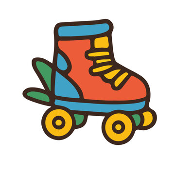 hand drawn vector illustration of a roller scate shoe
