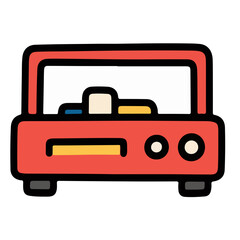 Obraz premium A simple, colorful illustration of a vintage-style cassette player.