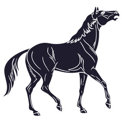 silhouette horse on white background