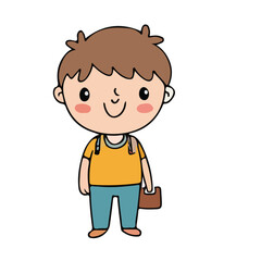 Obraz premium A boy cartoon smiling and playing