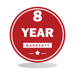 A bold red circular badge with white text displaying  ideal for product packaging, advertisements, and promotional materials to emphasize warranty coverage