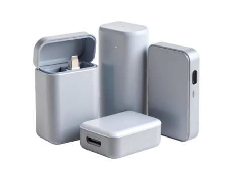 White wireless charging devices mobile accessories and power solutions modern portable electronic gadgets and energy supply technology