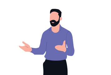 Man Explaining or Presenting Gesture vector illustration.