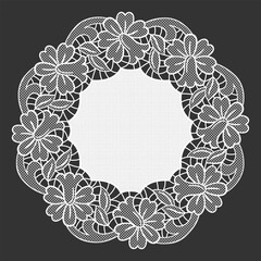 Round openwork lace doily. Imitation of crochet.