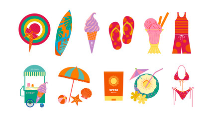 A collection of summer vector design elements.