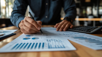 a man working on financial planning with charts and documents