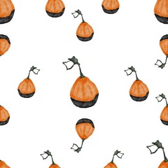 Pumpkin Pattern Watercolor Pumpkin Seamless Pattern