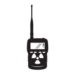 Silhouette Illustration of a Geiger Counter for Detecting Radiation with Antenna