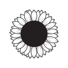 Simple yet elegant outlined sunflower with distinct petals and central disc