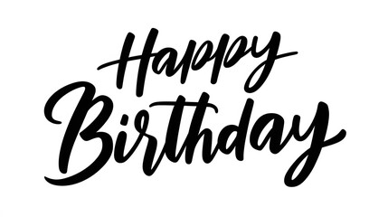 Celebratory design features elegant handwritten text expressing joyful birthday wishes in a classic black color