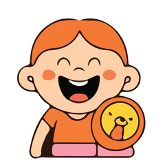 Obraz premium A boy cartoon smiling and playing