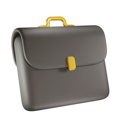 Black and Golden office work briefcase illustration. Business bag 3d icon.