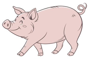 Obraz premium Cute Domestic Pig Graphic in Minimal Style