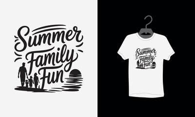 summer family fun typography silhouette t shirt design, typography design, Vector illustration, Silhouette, family vacation 2025, Vintage, Retro Style, Modern design, tee, textile, print,