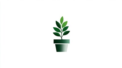 Fototapeta premium Minimalistic vector graphic of a small green plant in a stylish gradient pot
