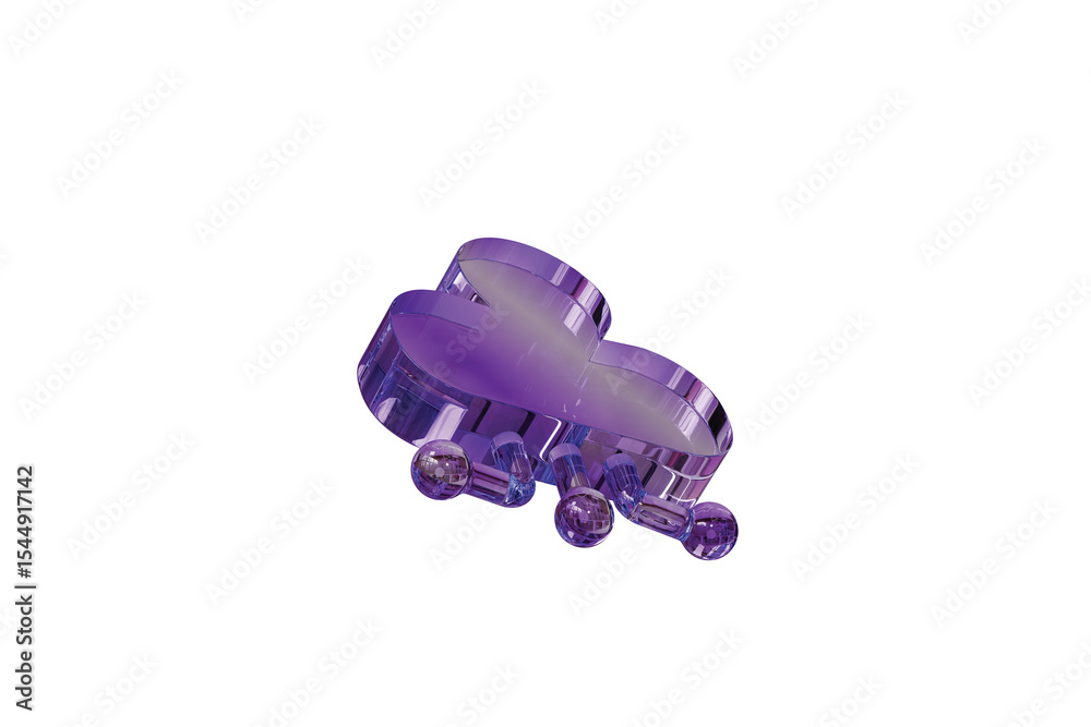 Poster 3d artificial intelligence, glass ai cloud computing hologram gradient icon. cloud computing, data s