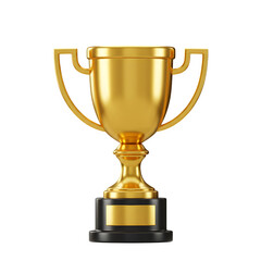 Fototapeta premium 3D Gold Trophy Symbol of Victory and Achievement, Isolated on White or Transparent Background