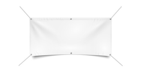 Hanging white textile banner,fabric banner