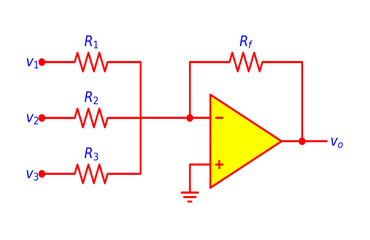  SUMMING AMPLIFIER OP-AMP CIRCUIT DIAGRAM ELECTRONICS ILLUSTRATION FOR VARIOUS EDUCATIONAL PROJECTS 
