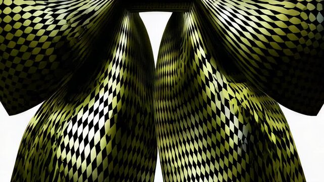 Abstract gold bow with a checkered pattern