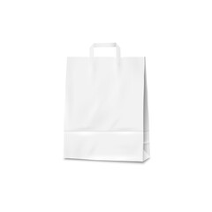 White paper shopping bag mockup, empty paper bag