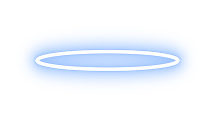 Celestial blue neon halo with a soft, ethereal glow, perfect for symbolizing purity, divinity, or angelic themes in a modern, illuminated style with a transparent background.

