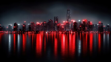 Fototapeta premium Red Cityscape at Night
