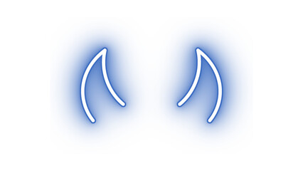 Obraz premium Cool blue neon devil horns with a subtle glow, ideal for adding a playful, mysterious, or edgy touch to any design with a transparent background.