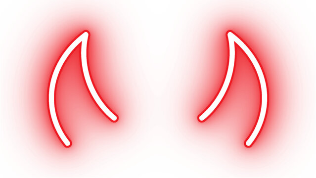 Striking red neon devil horns with a vibrant glow, perfect for edgy, Halloween, or playful mischievous designs and transparent overlays.

