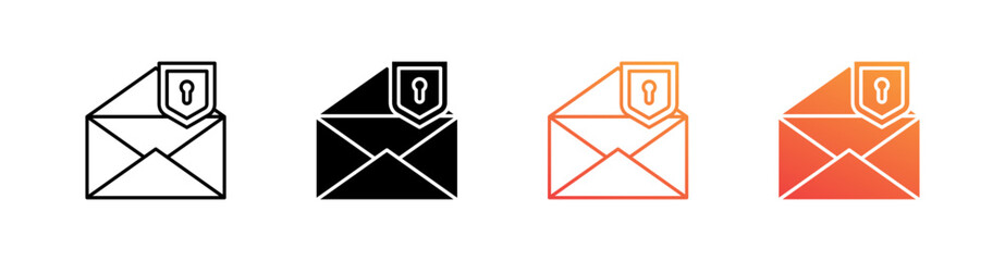 Mail Protect Multiple Style Icon Set Collection 