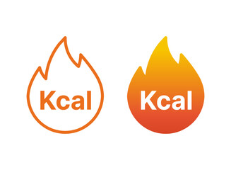 Set of Calories Burn vector icons with line and flat design